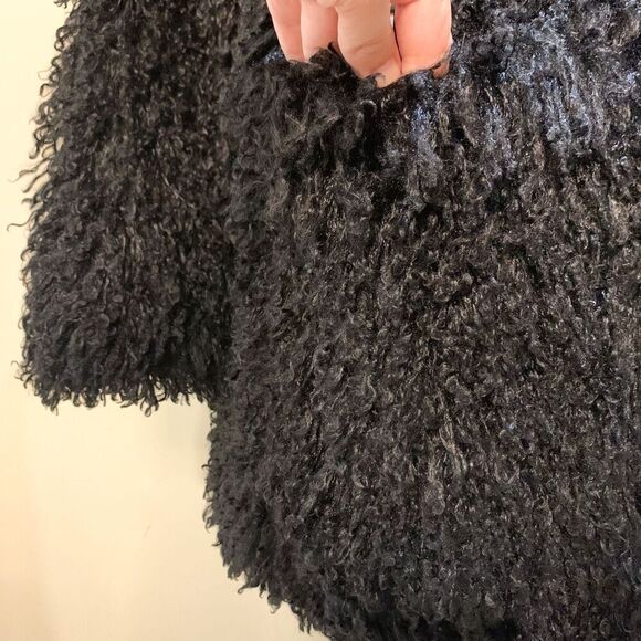 Smythe 'Mongolian' Faux Fur Shaggy Black Mid Length Coat Medium - Picture 5 of 12